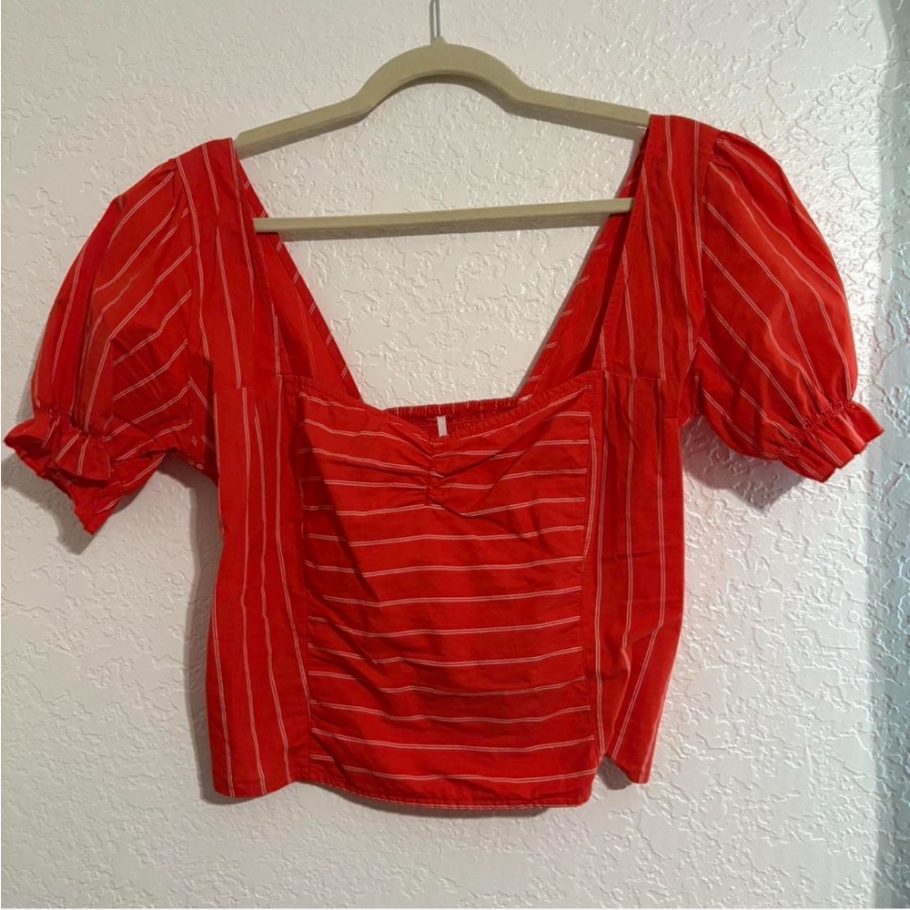 FREE PEOPLE Rose Garden Crop Top, Redish/Orange, size Large